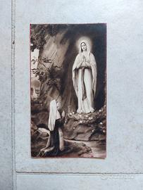 Santino d'epoca 1930 Madonna di Lourdes e Santa 