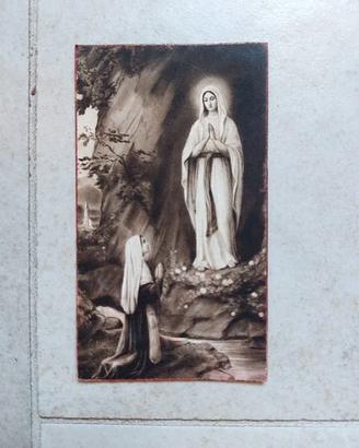 Santino d'epoca 1930 Madonna di Lourdes e Santa 