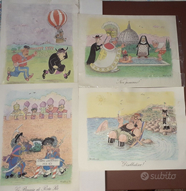 4 Locandine disegni Forattini satira politica 1991