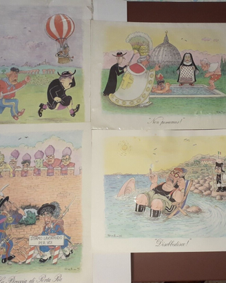 4 Locandine disegni Forattini satira politica 1991
