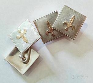 Gemelli Argento 925 oro 18k giglio borbonico