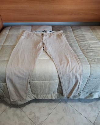 PANTALONE LINO BEIGE UOMO PIAZZA ITALIA TAGLIA 52