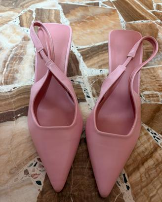 Décolleté slingback rosa cipria con tacco a spillo