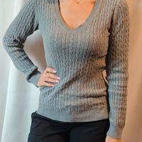 Maglia Pullover Tommy Hilfiger scollo V grigio.  M