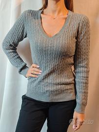 Maglia Pullover Tommy Hilfiger scollo V grigio.  M