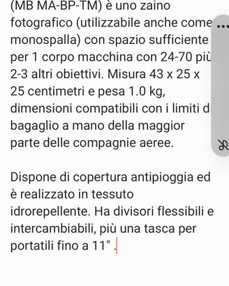 zaino fotografico Manfrotto