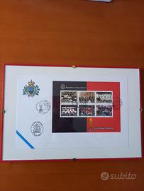 Busta FDC San Marino 100 anni Milan con cornice