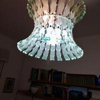Lampadario+piantana in vetro cesellato