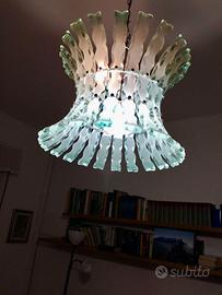Lampadario+piantana in vetro cesellato