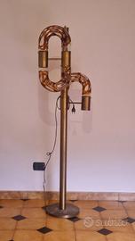 Lampada da terra in ottone e vetro di Murano attri