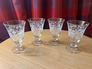 Set 4 Calici Vetro Decorati Floreali