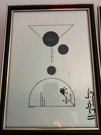 Disegno originale astratto minimalista incorniciat