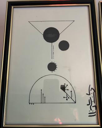 Disegno originale astratto minimalista incorniciat