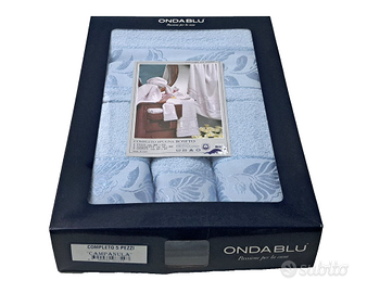 SET 5 ASCIUGAMANI BAGNO *ONDA BLU_100% COTONE