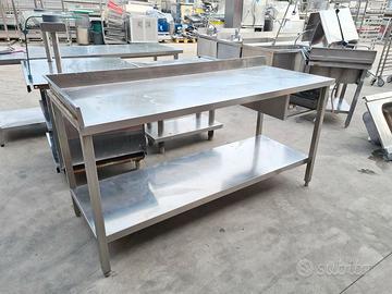tavolo inox con alzatina angolare usato