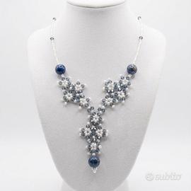 Collana A Y Vintage Cristallo Pietre Lapislazzuli
