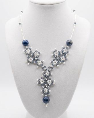 Collana A Y Vintage Cristallo Pietre Lapislazzuli