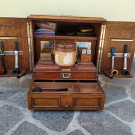 SCATOLA FUMATORI TABACCO PIPE SIGARI ANTICA ROVERE