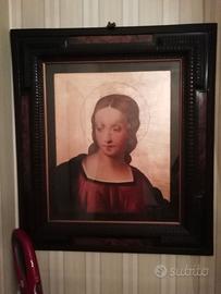 Quadro antico Madonna Raffaello, particolare