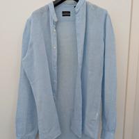 Camicia coreana Liu Jo uomo azzurra lino 38