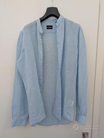 Camicia coreana Liu Jo uomo azzurra lino 38