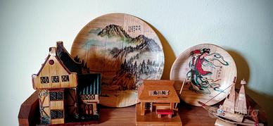 Collezione oggetti vintage in miniatura in bambù 