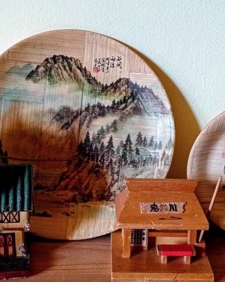 Collezione oggetti vintage in miniatura in bambù 