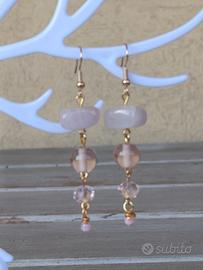 Orecchini quarzo rosa e mezzicristalli 
