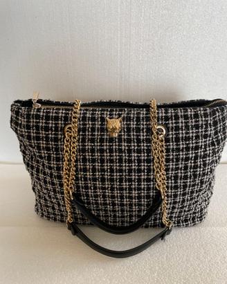 BORSA ROCCO BAROCCO IN TWEED-BIANCO/NERO