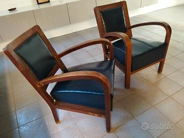 POLTRONE VINTAGE con  Bracciolo  in legno curvato