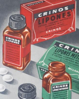 cartolina vintage illustrata crinos anni 50 usata