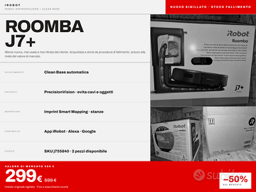 iRobot Roomba j7+ NUOVO sigillato Clean Base