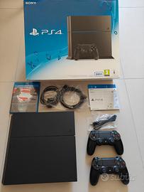 PS4 500GB nera, con accessori, tenuta con cura 