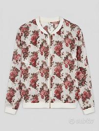 Giacca bomber leggera trasparente Bershka a fiori 