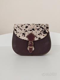 Borsa in pelle con dettaglio animalier 