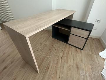 Scrivania Dmora Rovere e antracite 139x92h75