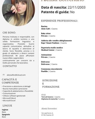 Commessa/Segretaria/Baby sitt/Pet sitter