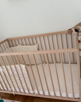 Lettino faggio  con materasso 60x120