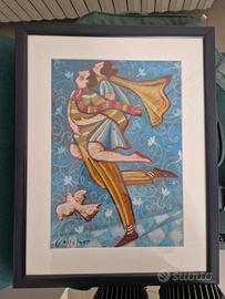 Quadro "Incontro ala felicità" – Pastello su carta