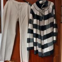cardigan donna L beige  pantaloni zara nero grigio