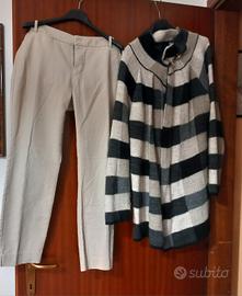 cardigan donna L beige  pantaloni zara nero grigio