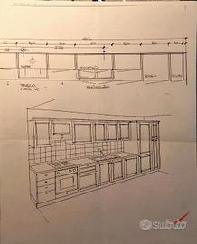 Cucina Lacedelli Classic in legno massiccio 402 cm