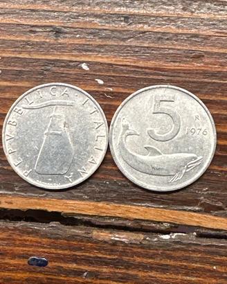 5 Lire 1976 – Repubblica Italiana – Delfino