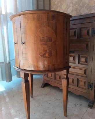 tavolino porta liquori mezza lungo legno vintage