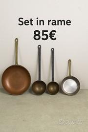 Set de pentole vintage in rame – 4 pezzi