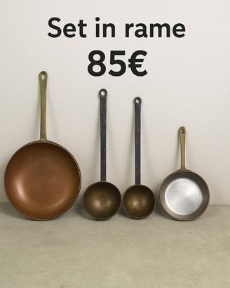 Set de pentole vintage in rame – 4 pezzi