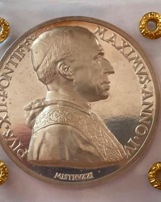 MEDAGLIA ARGENTO PAPA PIO XII 1942 ANNO IV RADIO V
