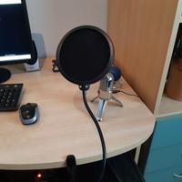 Filtro anti-pop per microfono con asta malleabile