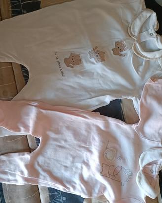 2 tutine neonata cotone 0/3 mesi