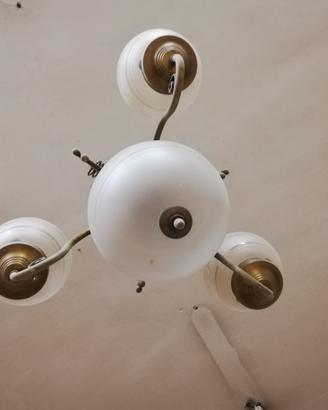 Lampadario ottone e vetro